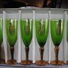 Juego de 6 copas cristal verde