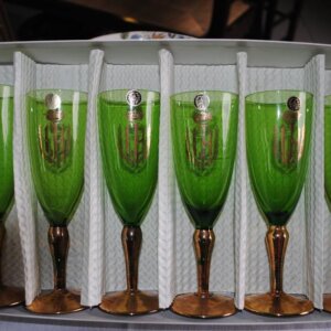 Juego de 6 copas cristal verde