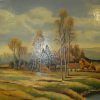 Pintura en tabla con marco dorado - Imagen 6