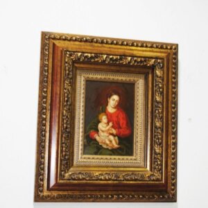 Virgen y niño sobre plancha de cobre