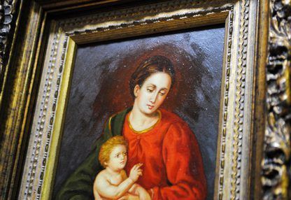 Virgen y niño sobre plancha de cobre - Imagen 6