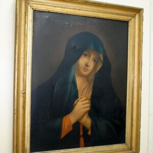 Lámina antigua Virgen Dolorosa