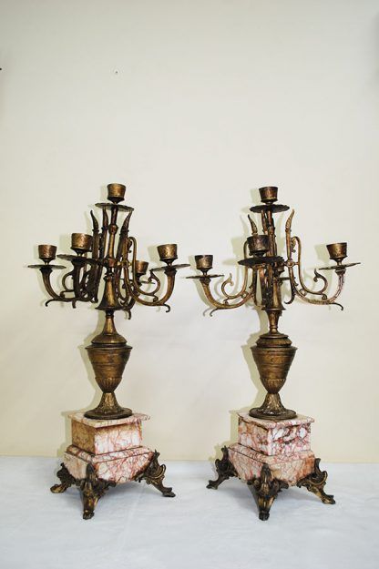 Candelabros Imperio con mármol - Imagen 2