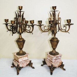 Candelabros Imperio con mármol