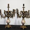 Candelabros bronce y porcelana - Imagen 2