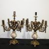 Candelabros bronce y porcelana