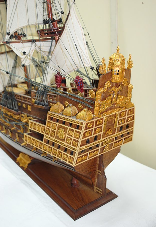 Maqueta barco madera y latón - Antiguedades El Apaño