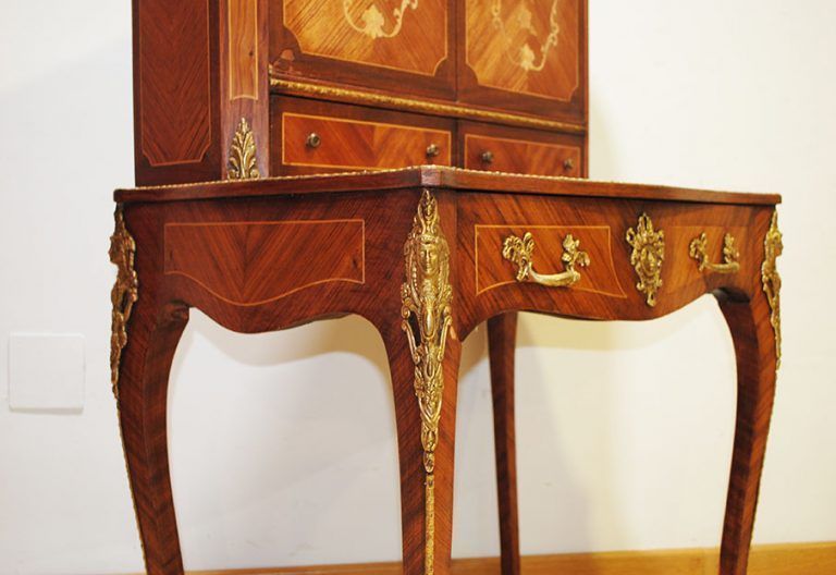 Escritorio gabinete marquetería - Antiguedades El Apaño