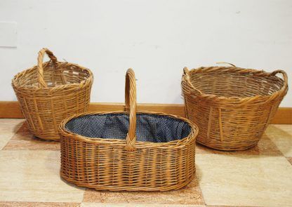 Lote cesta y cestos mimbre - Imagen 3