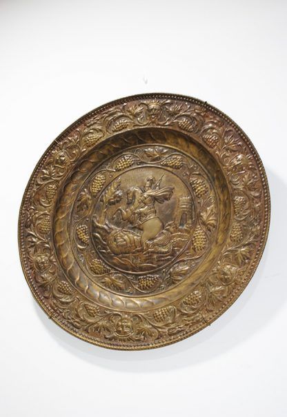 Plato antiguo latón dorado - Imagen 4