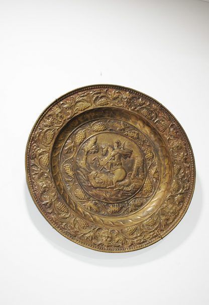 Plato antiguo latón dorado - Imagen 5