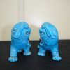 Perros leones porcelana azul - Imagen 5