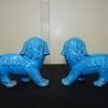 Perros leones porcelana azul - Imagen 6