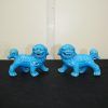 Perros leones porcelana azul