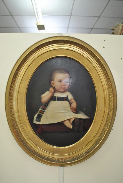 Lámina antigua niña bebé - Imagen 2