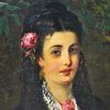 Óleo antiguo dama flamenca - Imagen 5