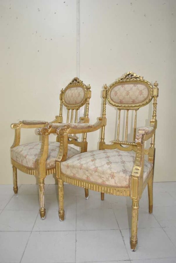 Tresillo Luis XVI pan de oro - Imagen 11