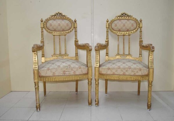 Tresillo Luis XVI pan de oro - Imagen 3