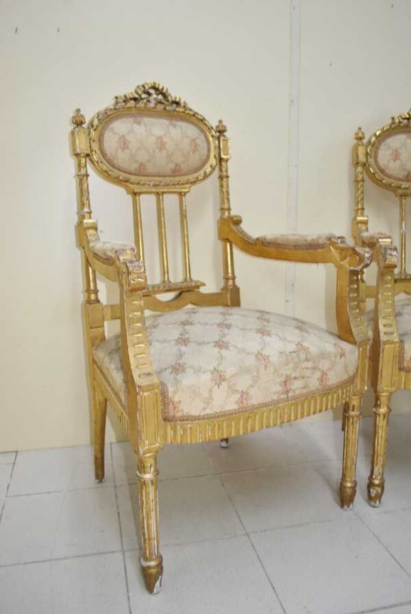 Tresillo Luis XVI pan de oro - Imagen 4
