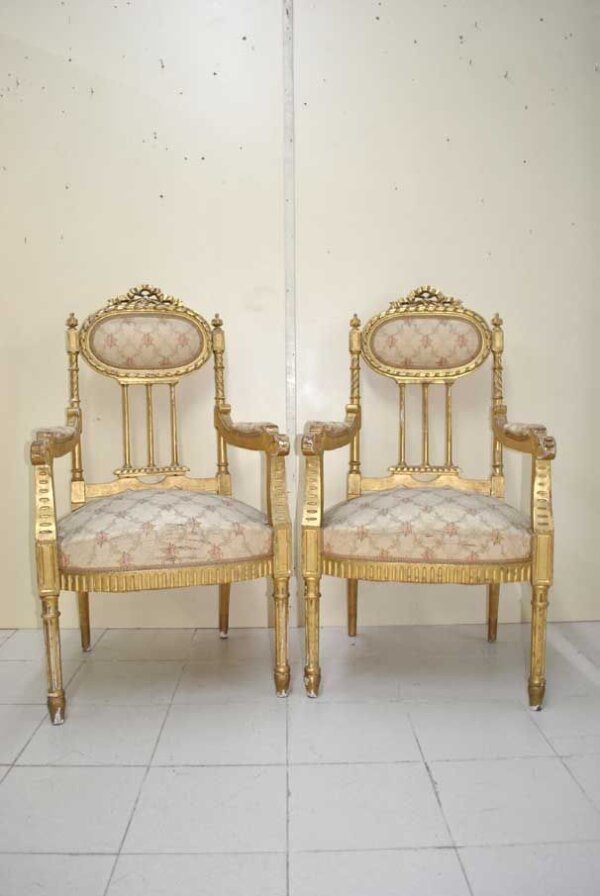 Tresillo Luis XVI pan de oro - Imagen 2