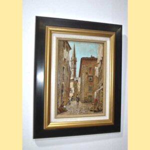 Óleo sobre tabla - pueblo