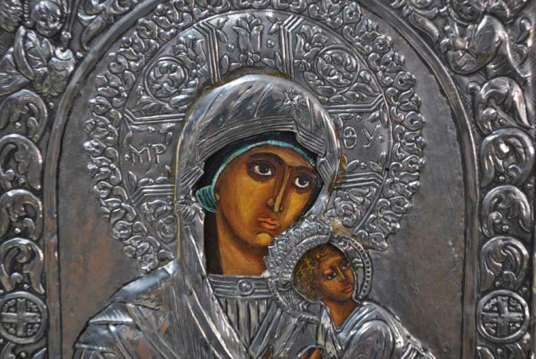 Icono bizantino Virgen y Niño - Antiguedades El Apaño
