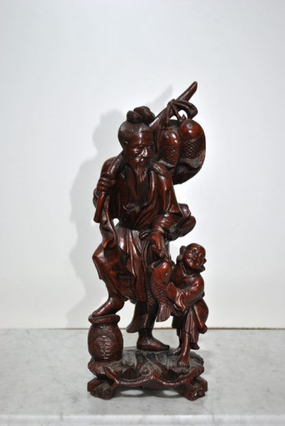 Figura madera chino pescador - Imagen 2