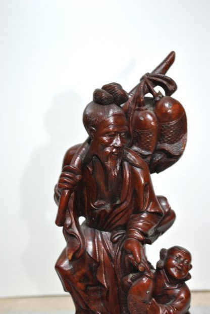 Figura madera chino pescador - Imagen 3