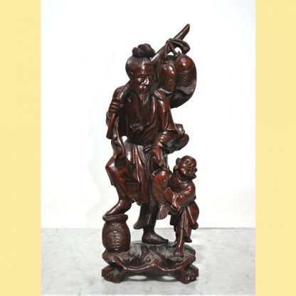 Figura madera chino pescador