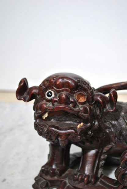Escultura madera perros foo - Imagen 3