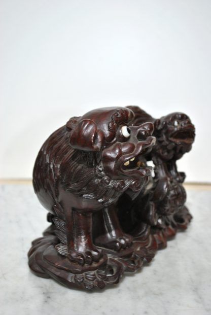 Escultura madera perros foo - Imagen 5