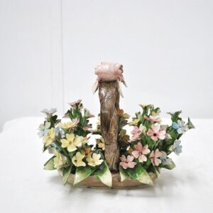 Cesta flores porcelana