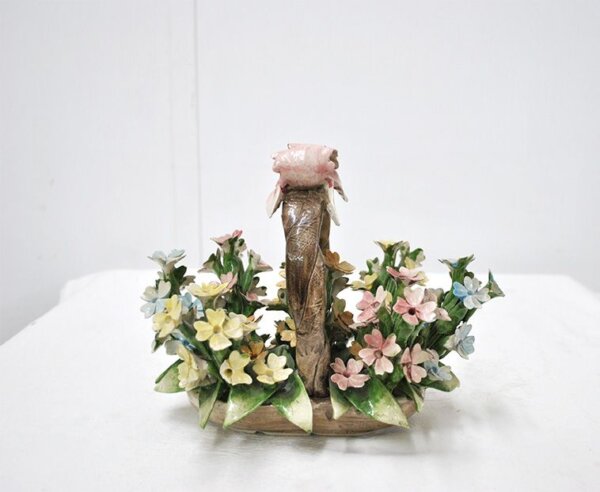 Cesta flores porcelana