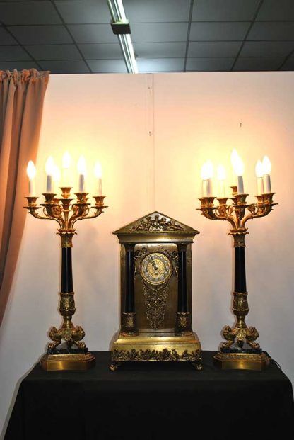 Reloj y candelabros bronce - Imagen 10