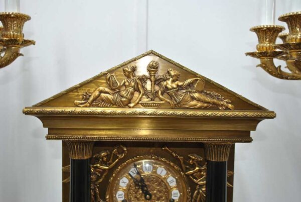 Reloj y candelabros bronce - Imagen 7