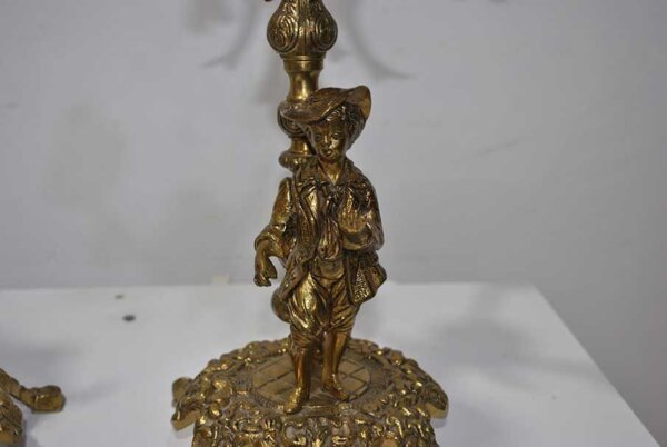 Reloj y candelabros bronce - Imagen 7
