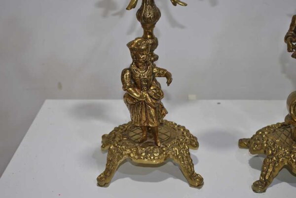 Reloj y candelabros bronce - Imagen 9