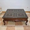 Mesa de centro madera y cuero - Imagen 4