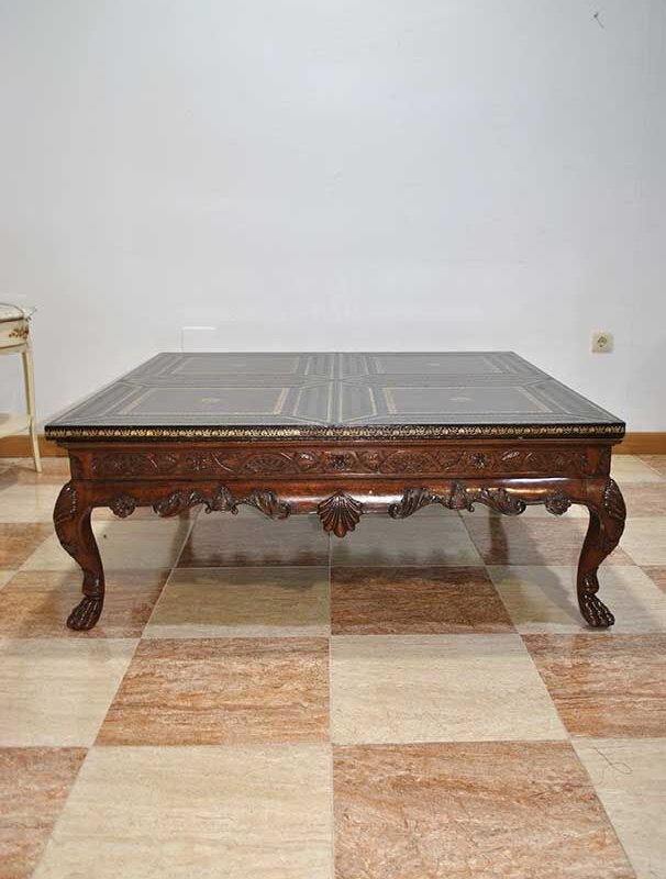 Mesa de centro madera y cuero