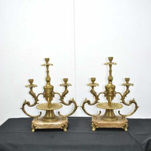 Candelabros bronce y mármol