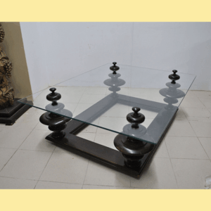 Mesa de centro nogal y cristal