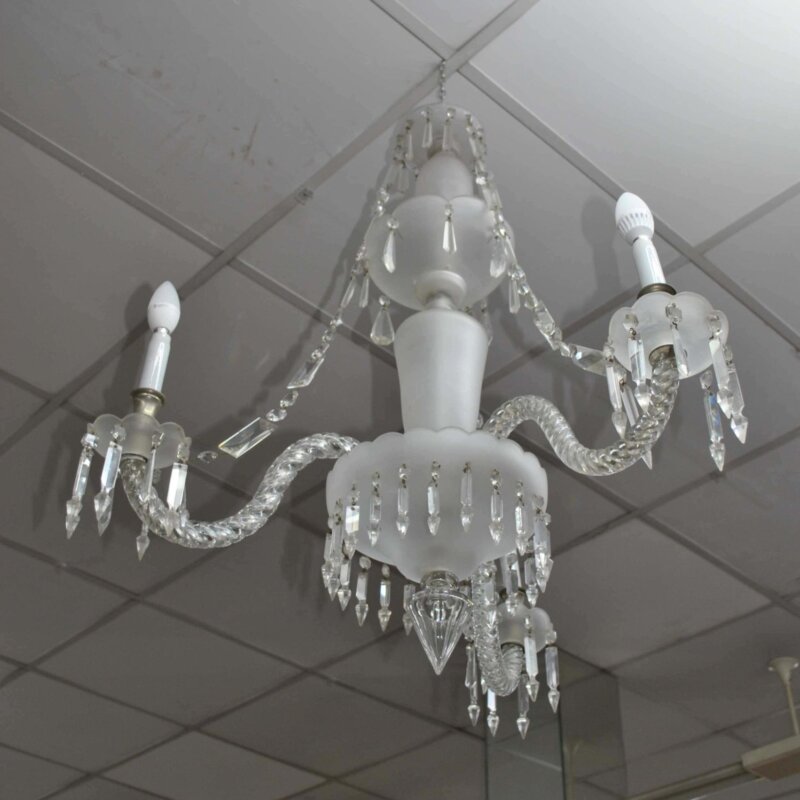 Lámpara araña cristal opalina