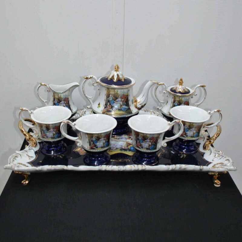 Juego de café azul cobalto