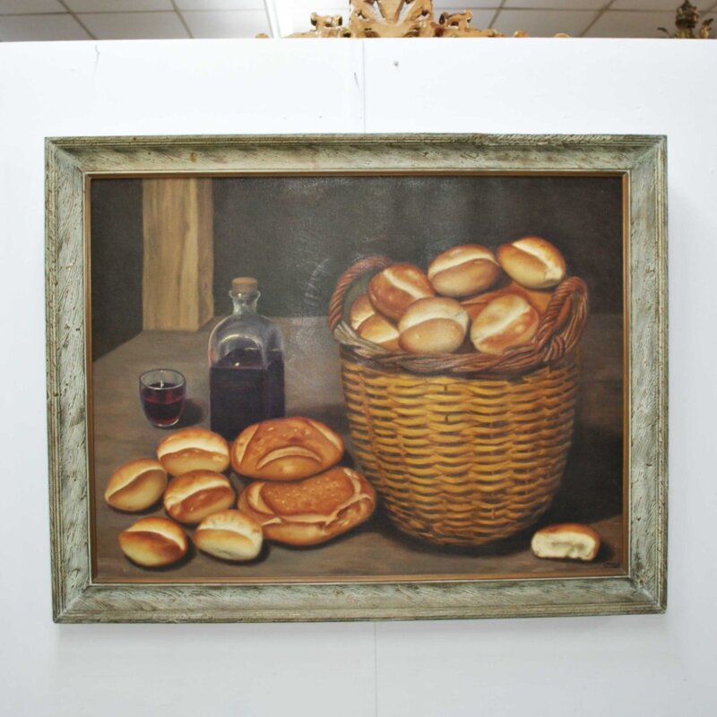 Bodegón panes y vino