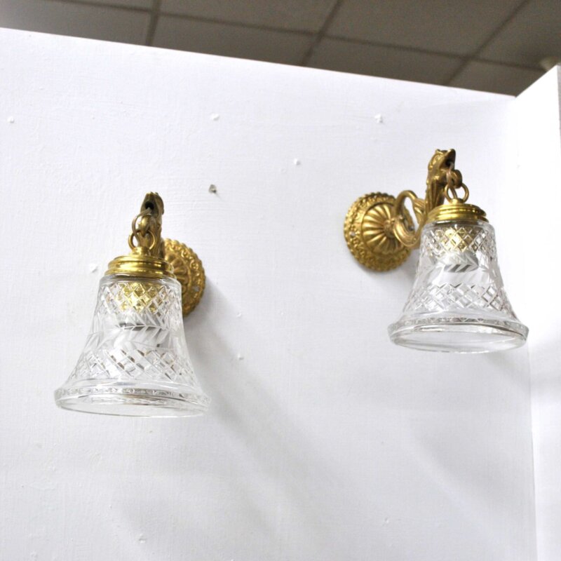 Apliques pared bronce y cristal