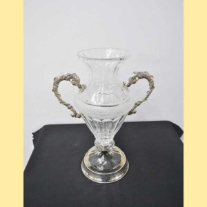 Jarrón asas metal y cristal