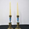 Portavelas bronce y porcelana - Imagen 2