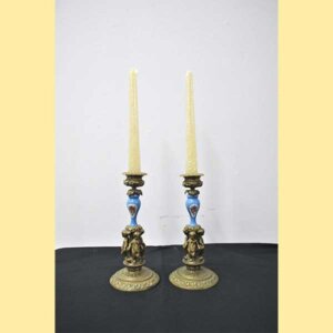 Portavelas bronce y porcelana