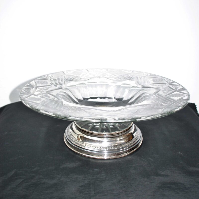 Frutero cristal base plata