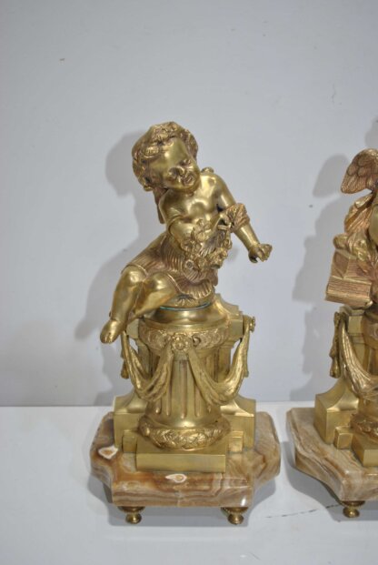 Pareja ángeles de bronce y mármol - Imagen 4